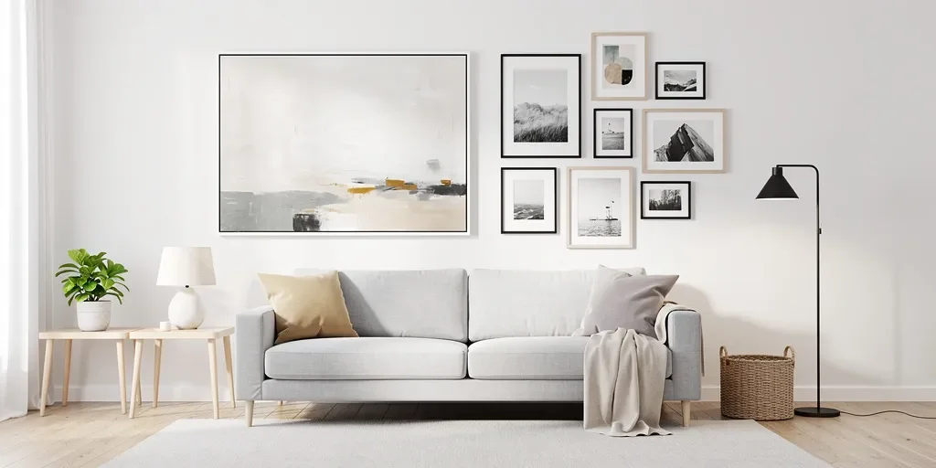 Decorar encima del sofá: ¿el cuadro grande o la galería ideal?