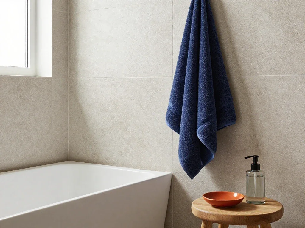 Detalle de revestimiento de gres en un baño sereno que transmite calma y calidad constructiva.